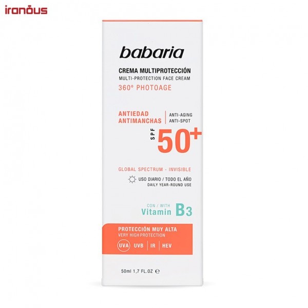 کرم ضد آفتاب بی رنگ باباریا Multi Protection SPF50