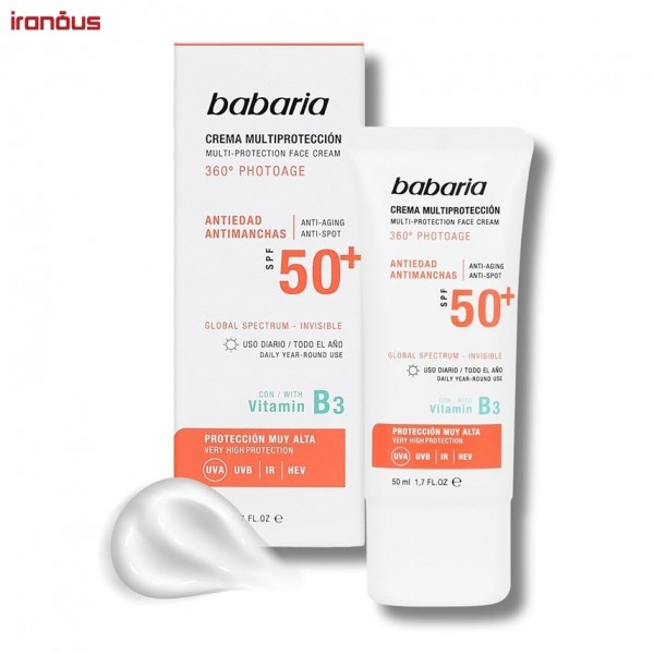 کرم ضد آفتاب بی رنگ باباریا Multi Protection SPF50