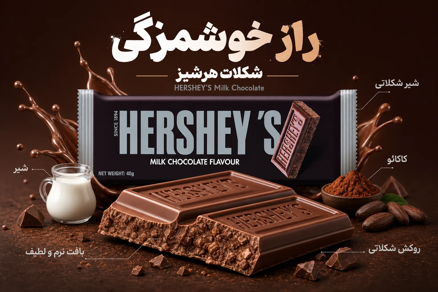 شکلات هرشیز Milk Chocolate؛ نمای تبلیغاتی اول
