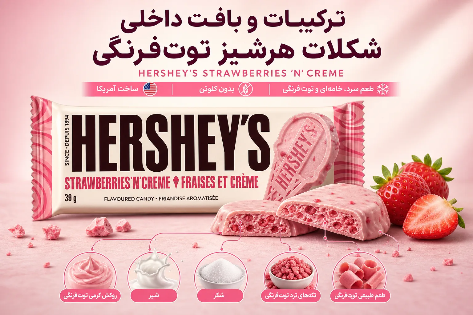شکلات هرشیز Strawberries | تصویر اول شکلات هرشیز Strawberries؛ نمای تبلیغاتی اول