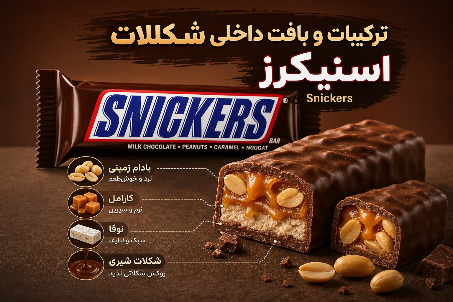 شکلات Snickers | تصویر اول شکلات Snickers؛ نمای تبلیغاتی اول