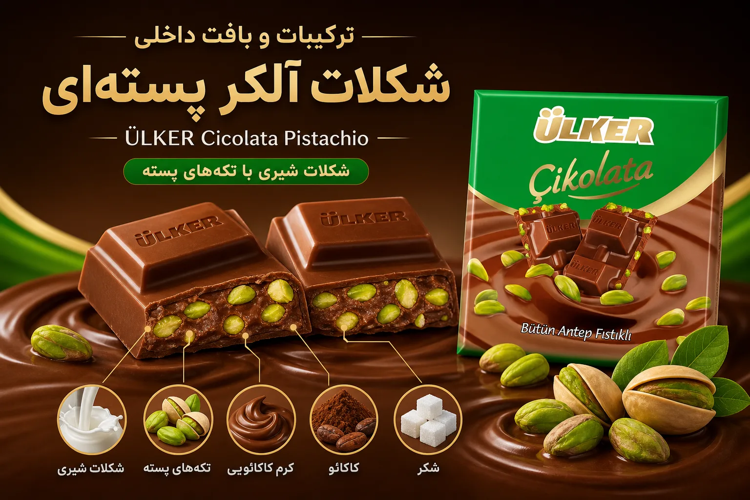 شکلات آلکر Cicolata پسته‌ای؛ نمای تبلیغاتی اول